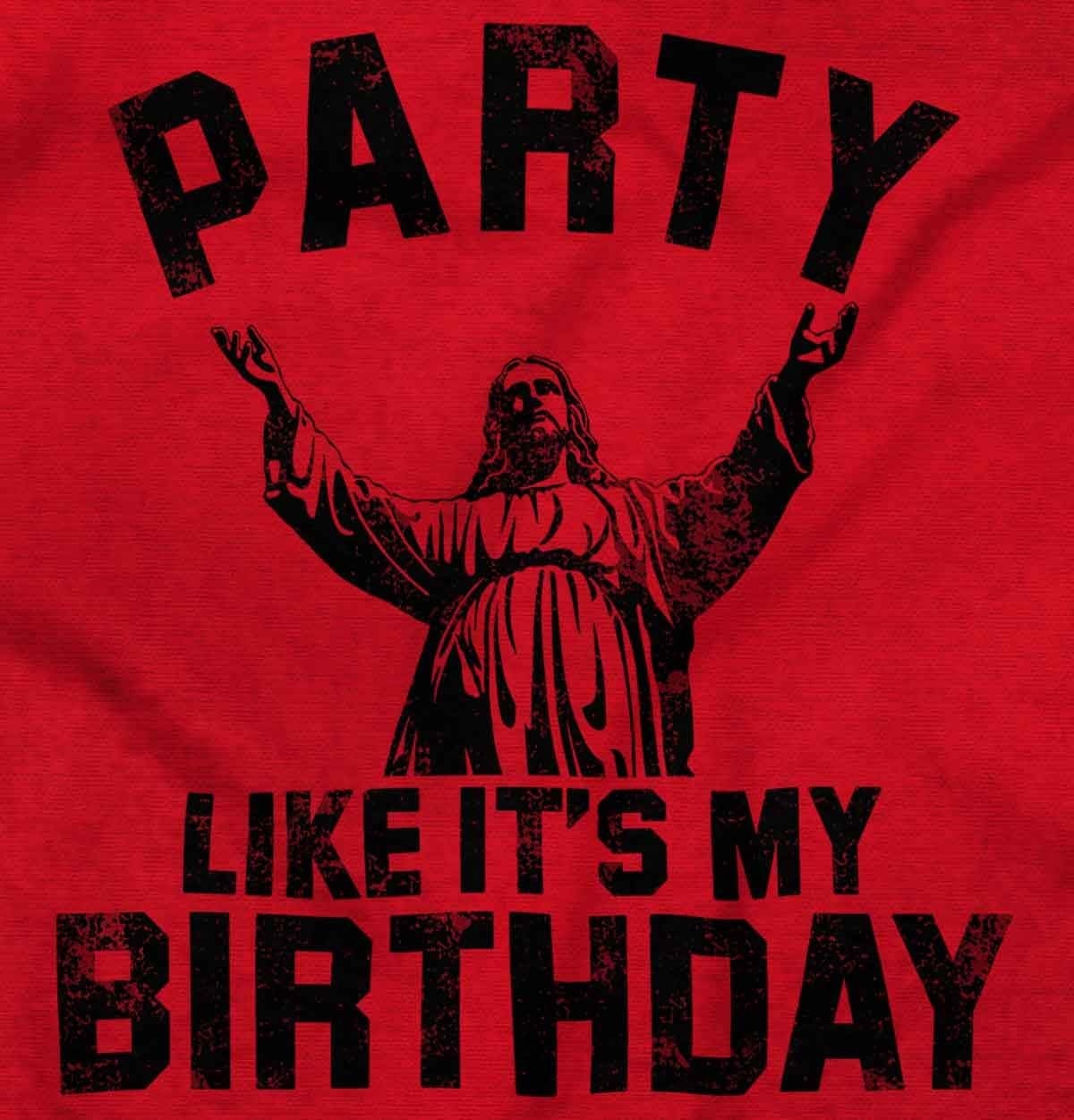 image:imageBrisco Brands Xmas Party Like Its My Birthday Jesus Sweatshirt for Men or WomenRed