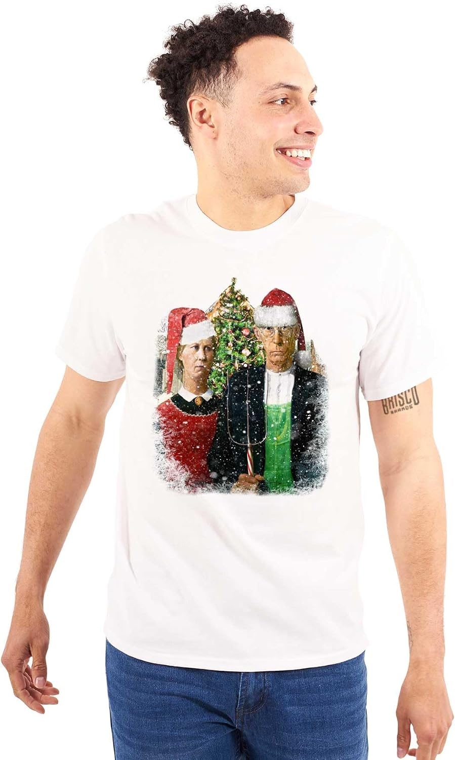 image:imageChristmas Gothic Art Xmas Couple Graphic T Shirt Men or WomenWhite