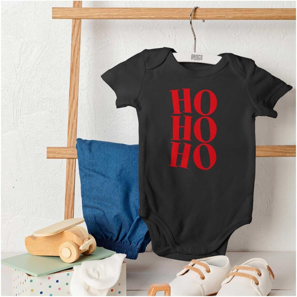 image:imageChristmas Santa Saying Ho Ho Ho Baby Romper Boys or GirlsBlack