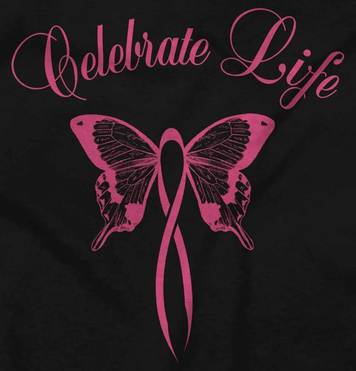 image:imageClassic Teaze Celebrate Life Breast Cancer Support Womens Slim Fit Graphic TeeBlack