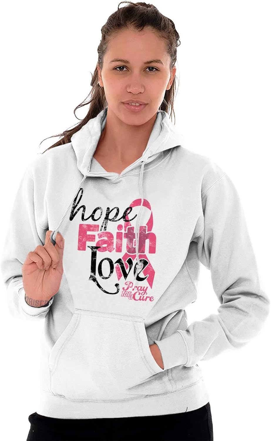 image:imageClassic Teaze Hope Faith Love Breast Cancer Support Hoodie Sweatshirt WomenWhite