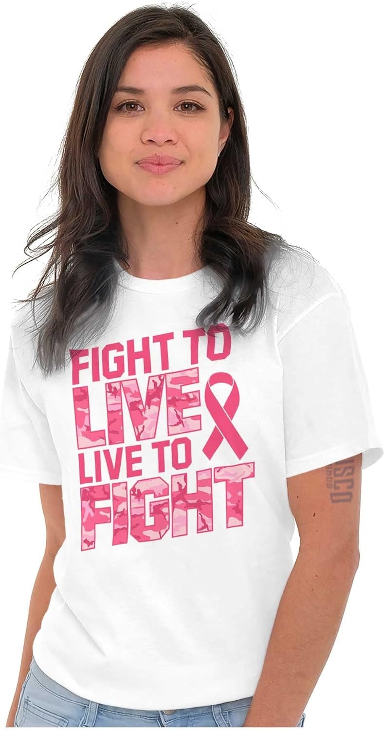 image:imageFight to Live Breast Cancer Womens Graphic T Shirt TeesWhite