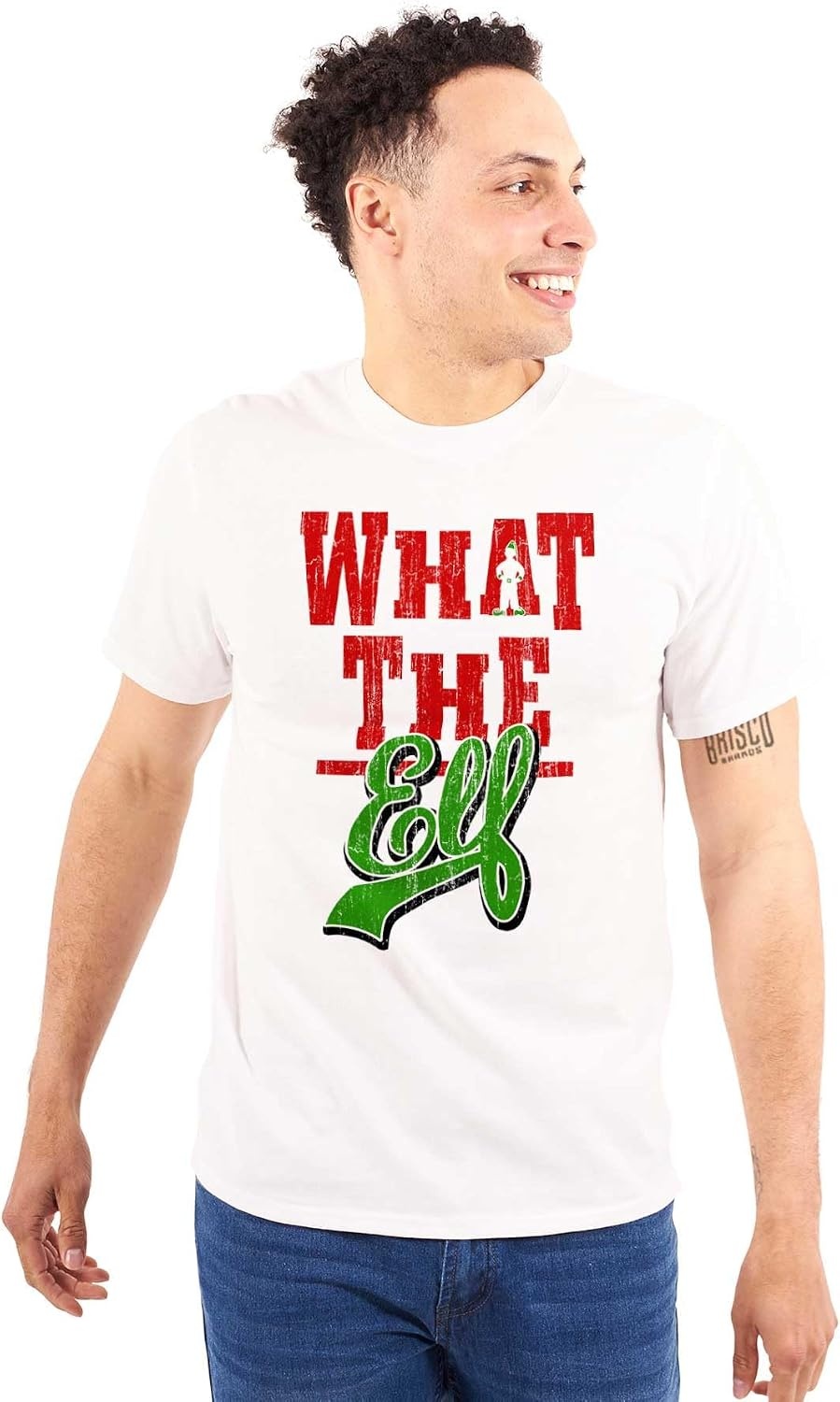 image:imageFunny Christmas What The Elf Xmas Graphic T Shirt Men or WomenWhite