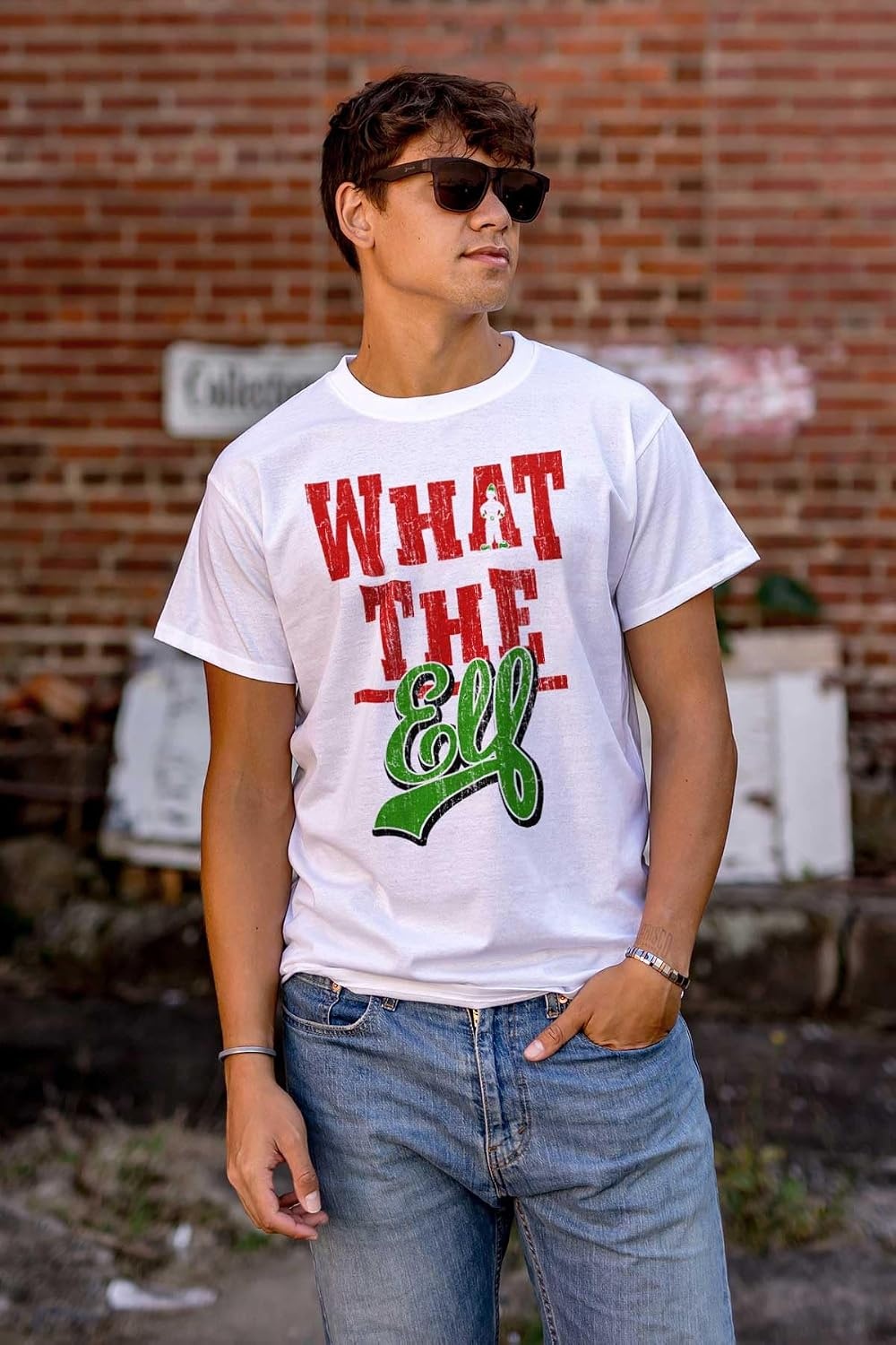 image:imageFunny Christmas What The Elf Xmas Graphic T Shirt Men or WomenWhite