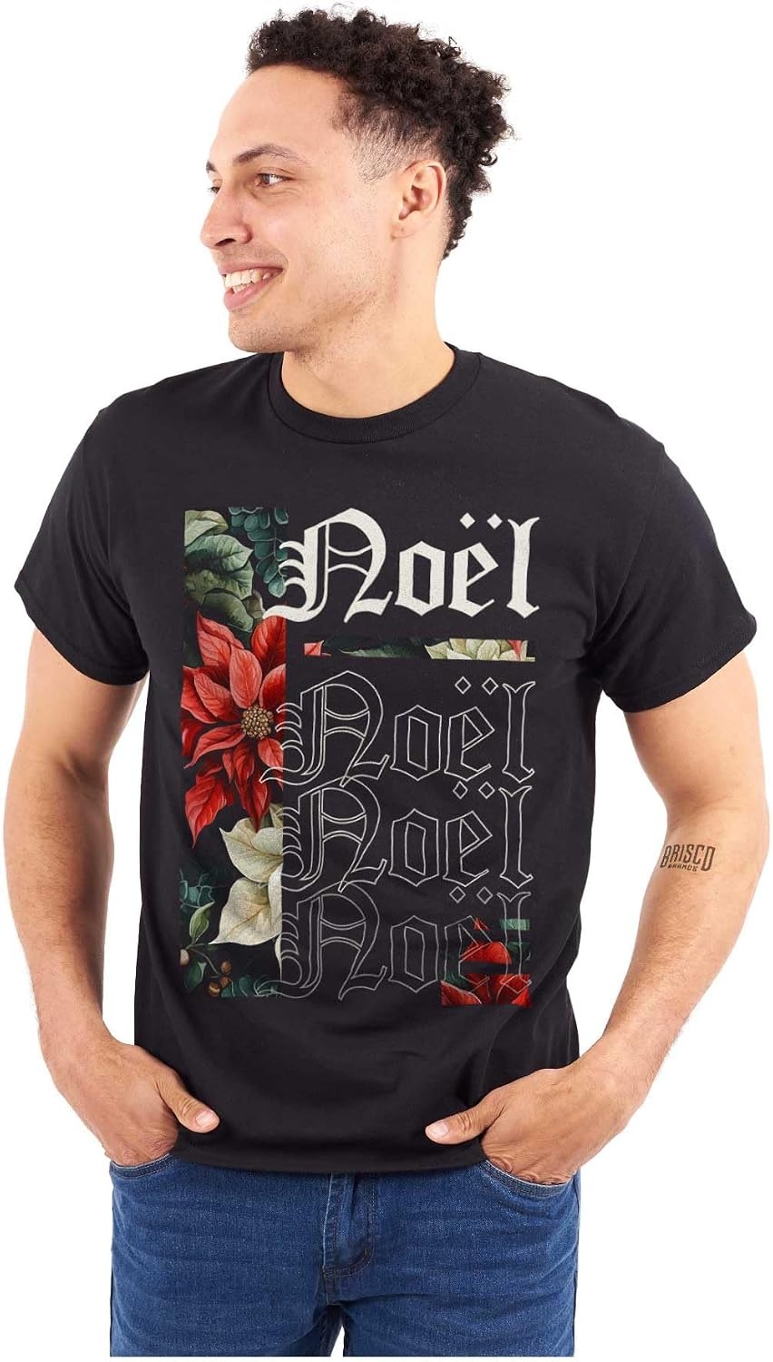image:imagePoinsettia Christmas Flower Noel Graphic T Shirt Men or WomenBlack