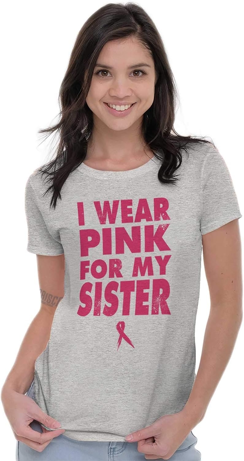 image:imageWear Pink for My Sister Breast Cancer Womens Slim Fit Graphic Tee