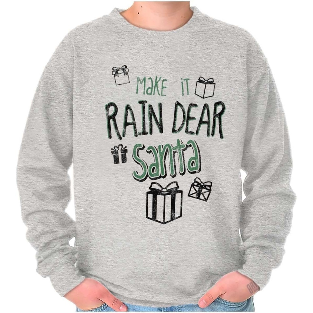 image:imageBrisco Brands Christmas Make It Rain Dear Santa Sweatshirt for Men or WomenSport Grey