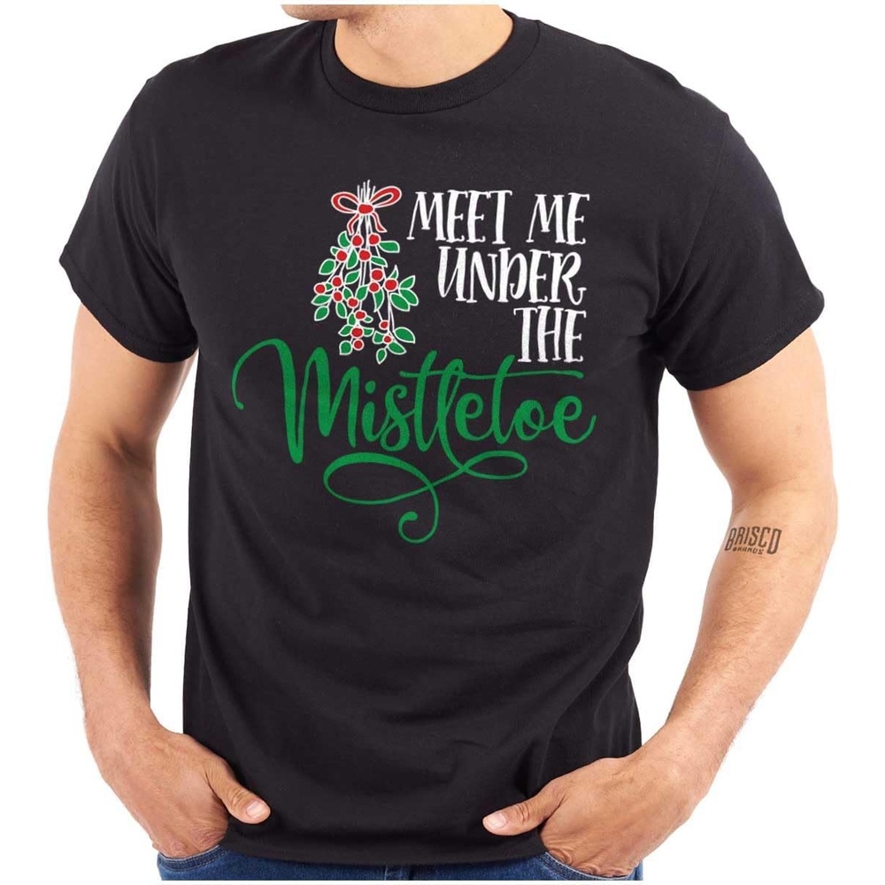 image:imageBrisco Brands Christmas Meet Me Under The Mistletoe Graphic T Shirt Men or WomenBlack