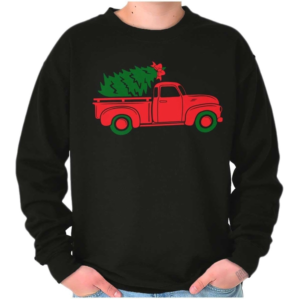image:imageBrisco Brands Christmas Tree Xmas Pick Up Truck Sweatshirt for Men or WomenBlack