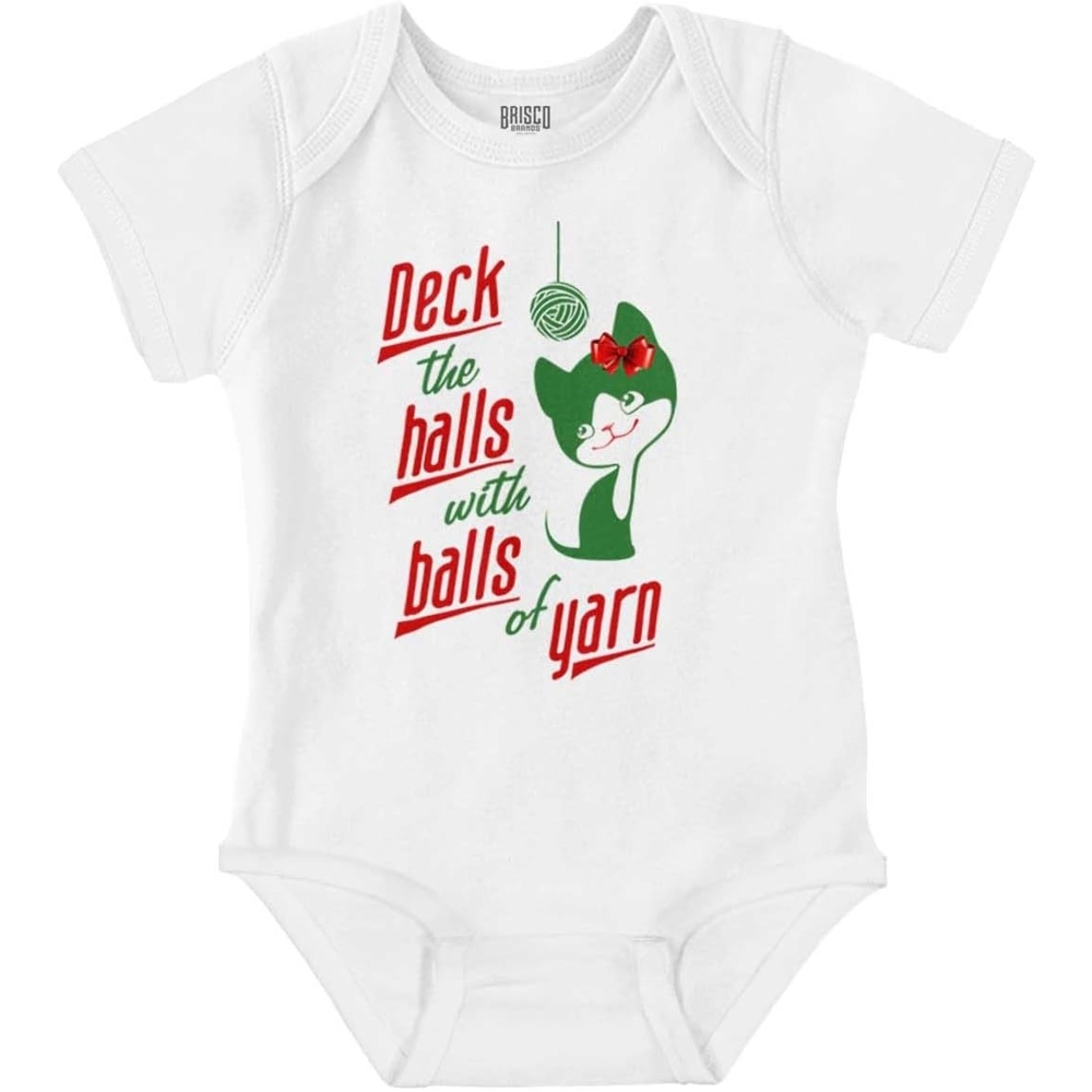 image:imageBrisco Brands Deck The Halls with Balls of Yarn Baby Bodysuit Jumper GirlsWhite