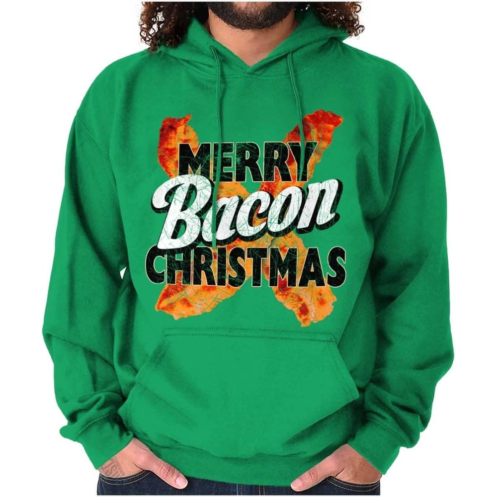 image:imageBrisco Brands Merry Christmas Bacon Meat Lover Hoodie Sweatshirt Women Men Irish Green
