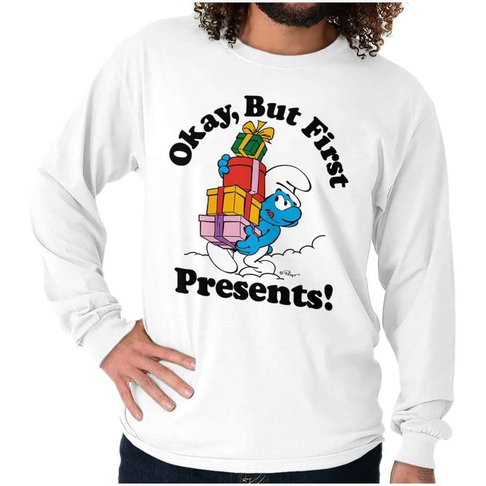 image:imageBrisco Brands Smurfs Cartoon Long Sleeve Tshirt Men WomenWhite