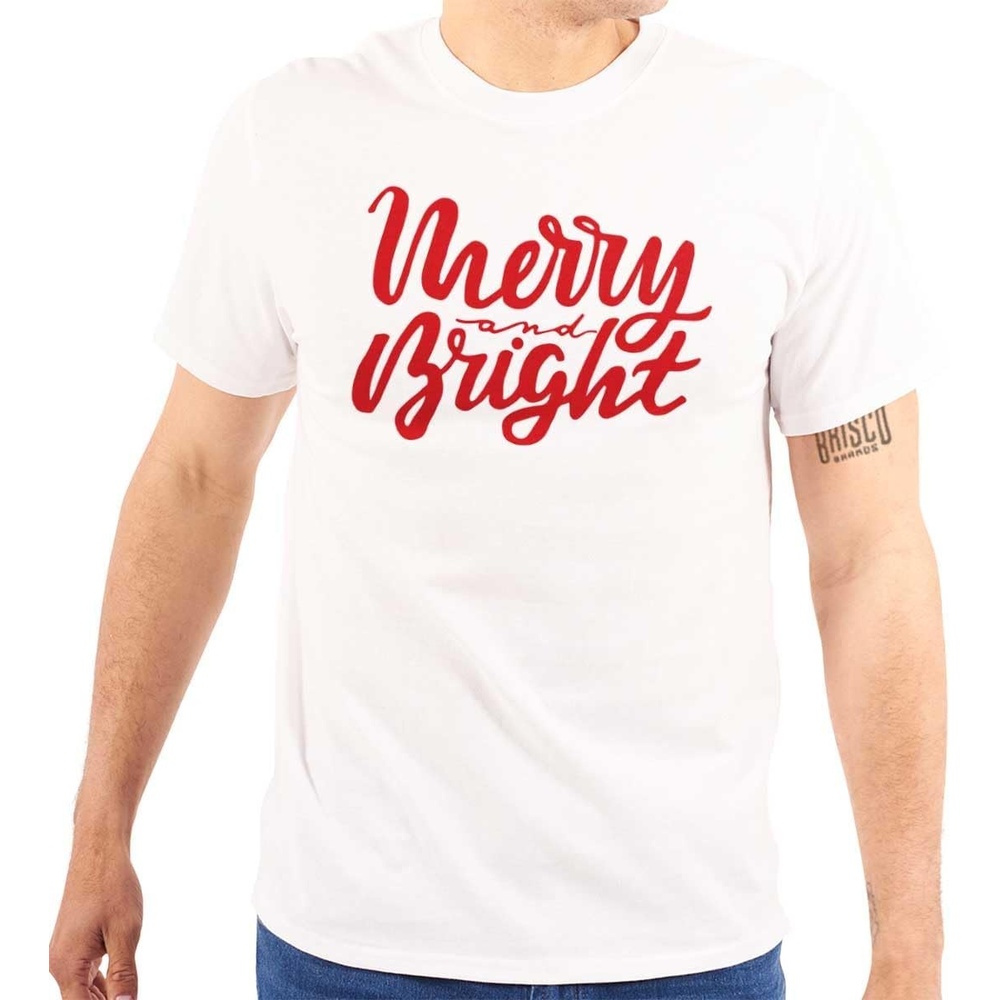 image:imageClassic Christmas Merry and Bright Graphic T Shirt Men or WomenWhite