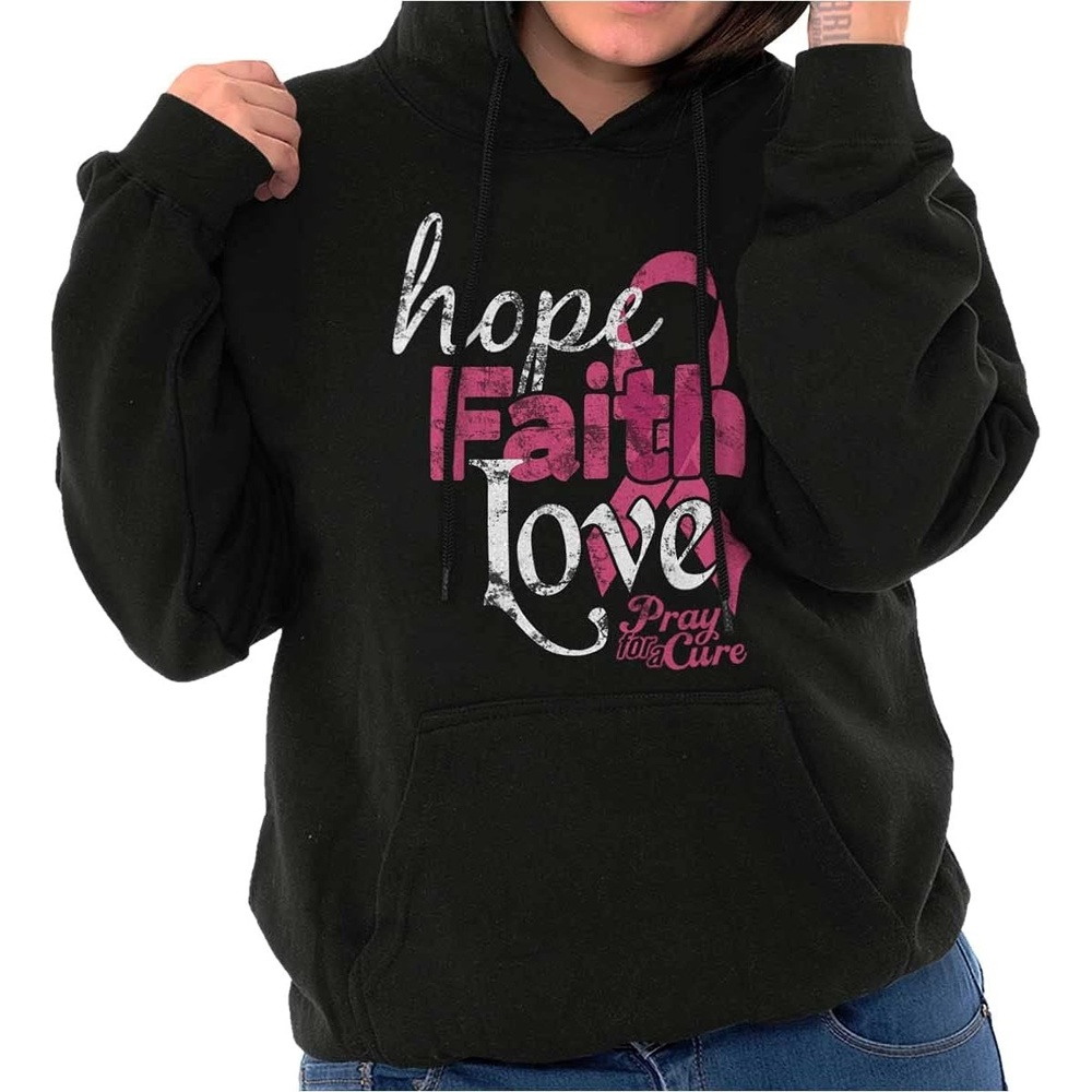 image:imageClassic Teaze Hope Faith Love Breast Cancer Support Hoodie Sweatshirt WomenBlack