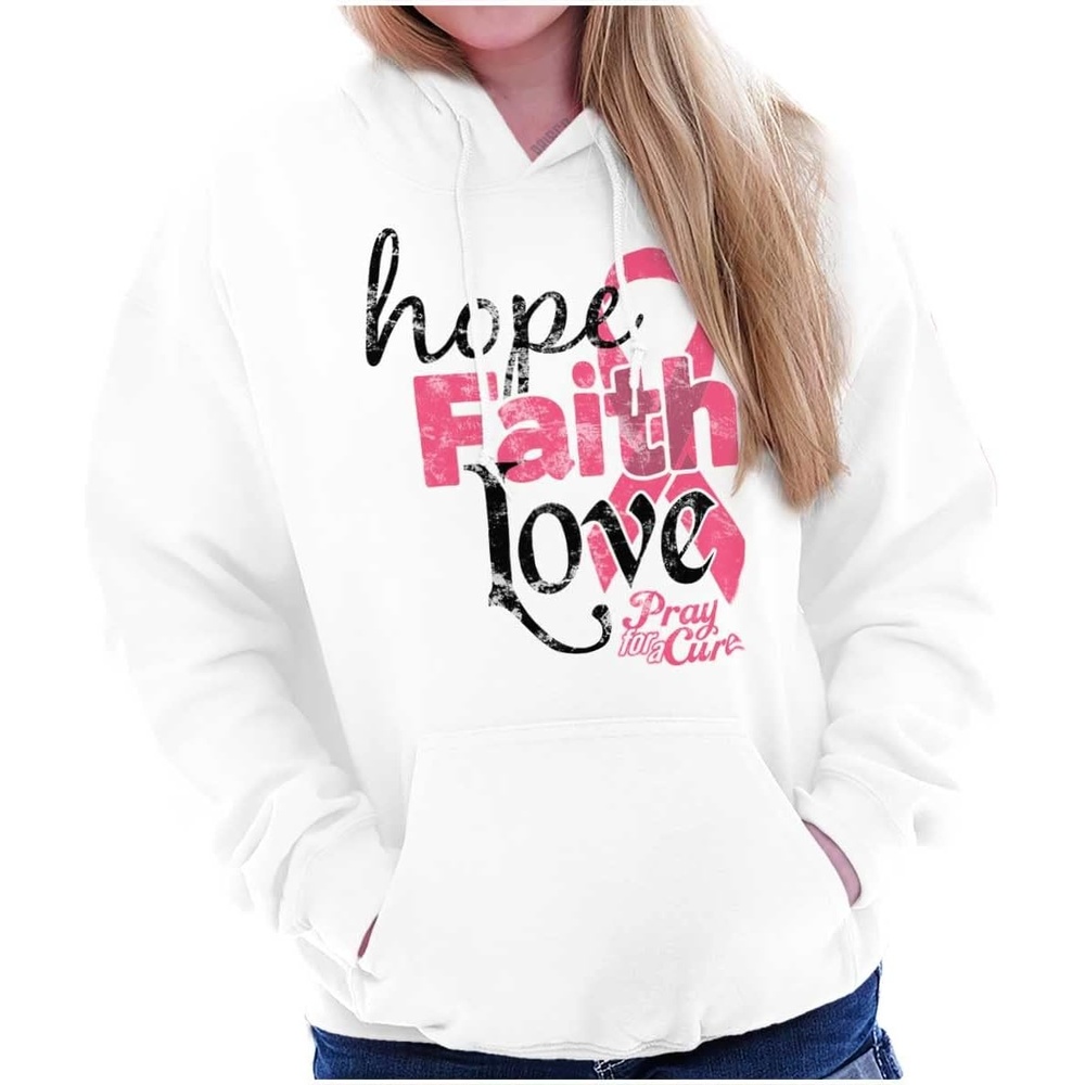 image:imageClassic Teaze Hope Faith Love Breast Cancer Support Hoodie Sweatshirt WomenWhite