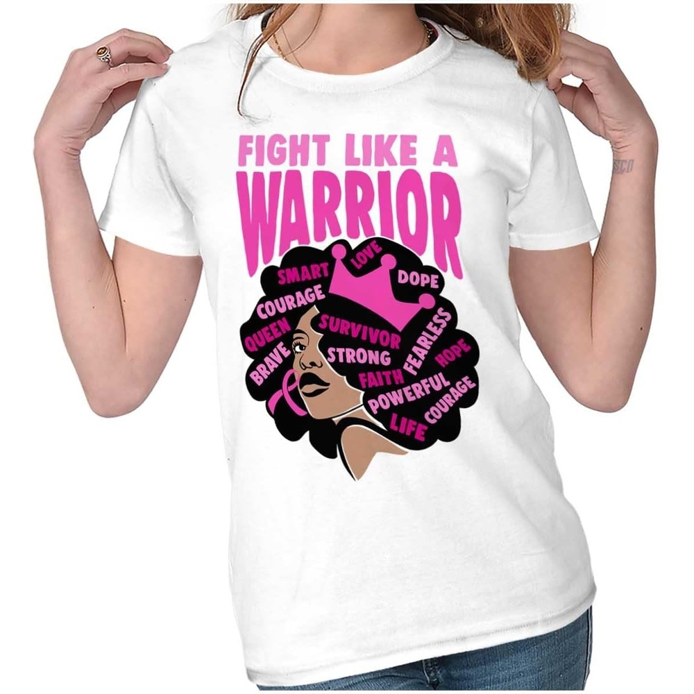 image:imageFight Like A Warrior Black Woman Womens Slim Fit Graphic TeeWhite