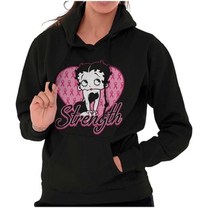 Betty Boop Breast Cancer Strength Hoodie Sweatshirt Women(Black)