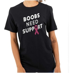 Boobs Need Support Breast Cancer Womens Graphic T Shirt Tees(Black)