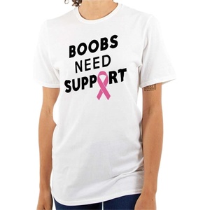 Boobs Need Support Breast Cancer Womens Graphic T Shirt Tees(White)