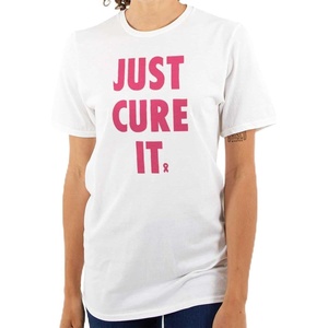 Brisco Brands Breast Cancer Awareness Just Cure It Womens Graphic T Shirt Tees(White)