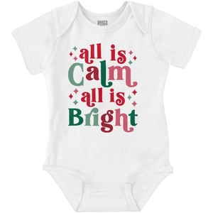 Brisco Brands Christmas All Is Calm Song Lyric Baby Bodysuit Jumper Girls(White)