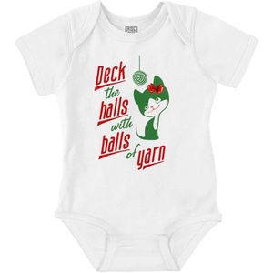 Brisco Brands Deck The Halls with Balls of Yarn Baby Bodysuit Jumper Girls(White)
