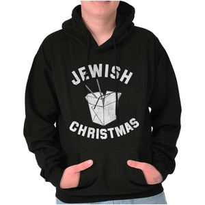 Brisco Brands Jewish Christmas Chinese Takeout Hoodie Sweatshirt Women Men(Black)