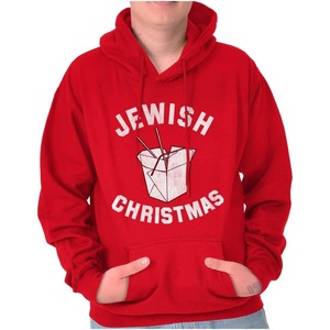 Brisco Brands Jewish Christmas Chinese Takeout Hoodie Sweatshirt Women Men(Red)
