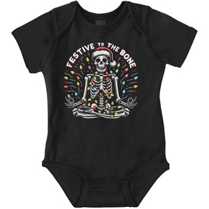 Brisco Brands Xmas Skeleton Festive To The Bone Baby Romper Boys or Girls(Black)
