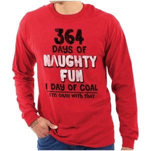 Christmas 364 Days Fun 1 Day of Coal Long Sleeve Tshirt Men Women(Red)