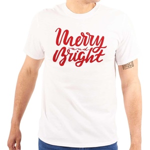 Classic Christmas Merry and Bright Graphic T Shirt Men or Women(White)