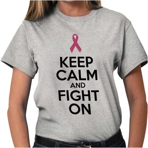 Keep Calm and Fight On Breast Cancer Womens Graphic T Shirt Tees(Sport Grey)