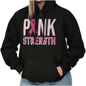 Pink Strength Breast Cancer Awareness Hoodie Sweatshirt Women(Black)