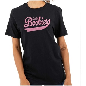 Save The Boobies Breast Cancer Aware Womens Graphic T Shirt Tees(Black)