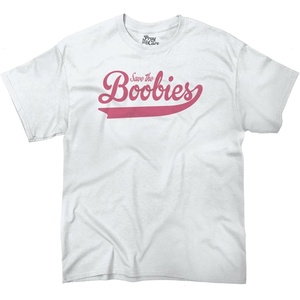 Save The Boobies Breast Cancer Aware Womens Graphic T Shirt Tees(White)