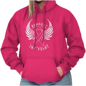 Support The Fight Breast Cancer Pink Hoodie Sweatshirt Women