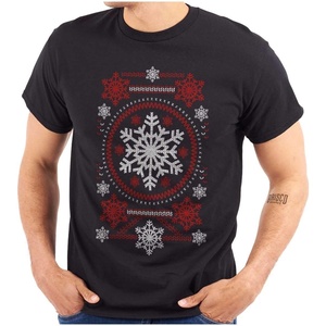Ugly Christmas Snowflake Pattern Graphic T Shirt Men or Women(Black)