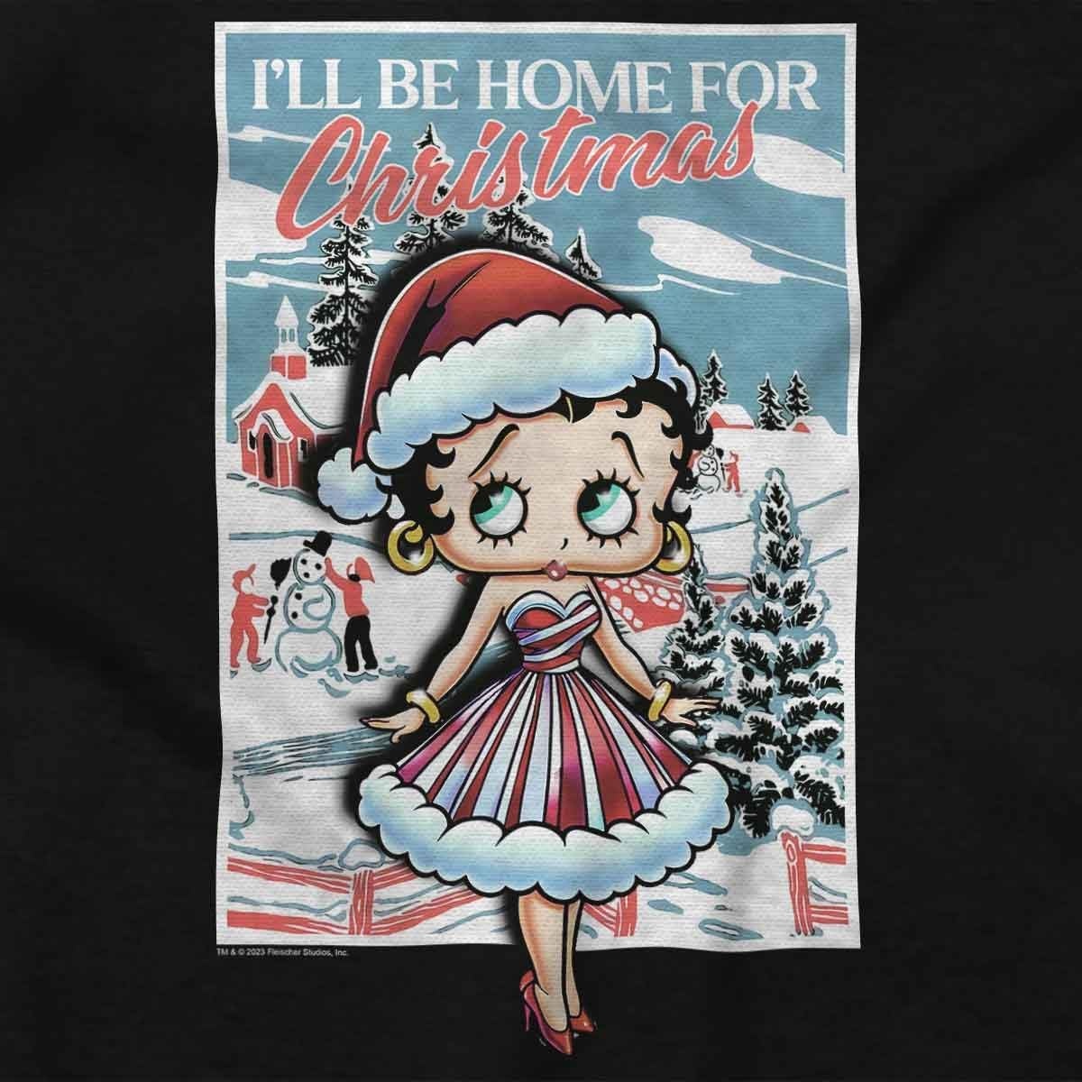 image:imageBrisco Brands Betty Boop Be Home For Christmas Women Crewneck SweatshirtBlack
