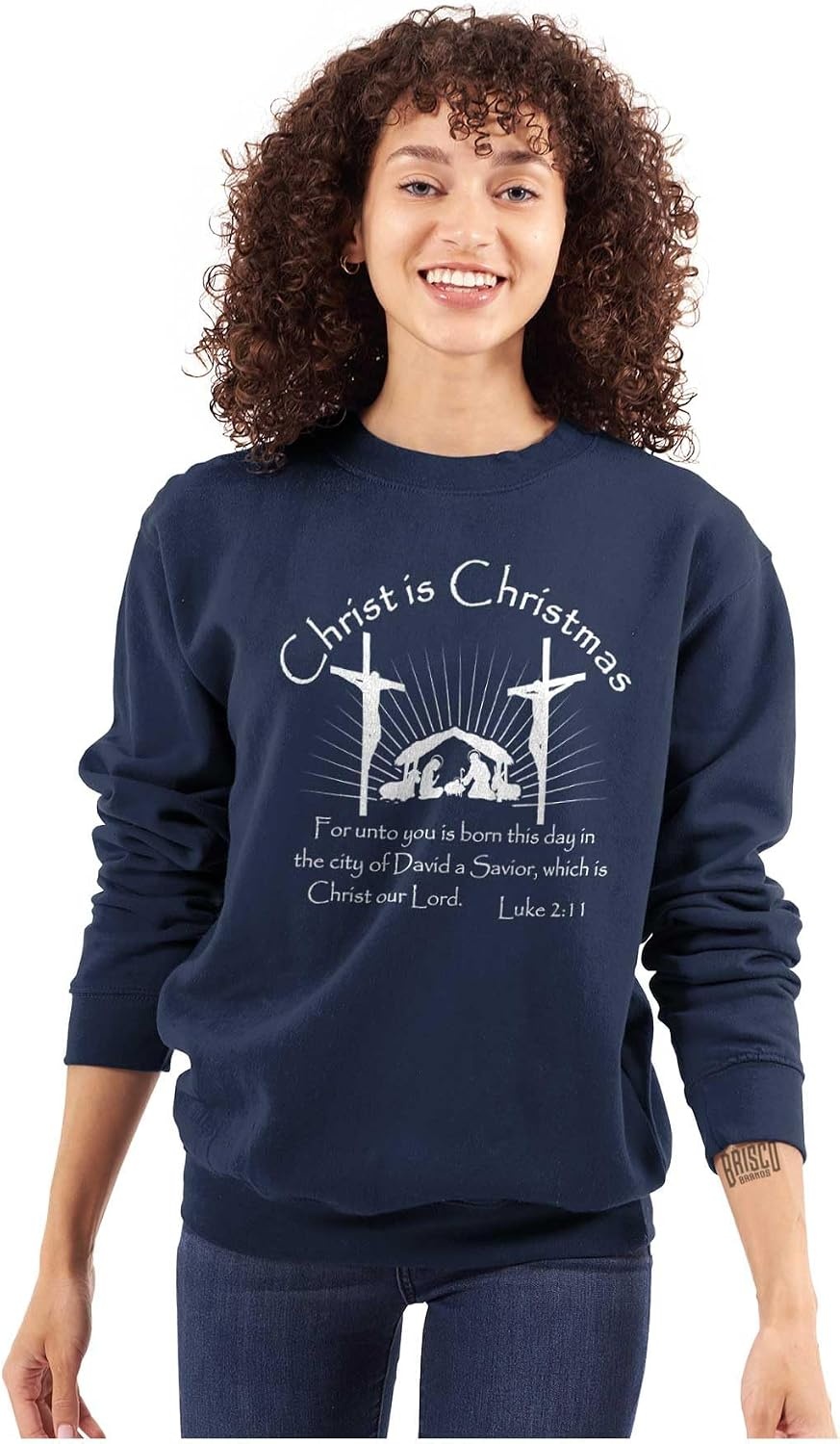 image:imageBrisco Brands Christ is Christmas Christian Sweatshirt for Men or WomenNavy