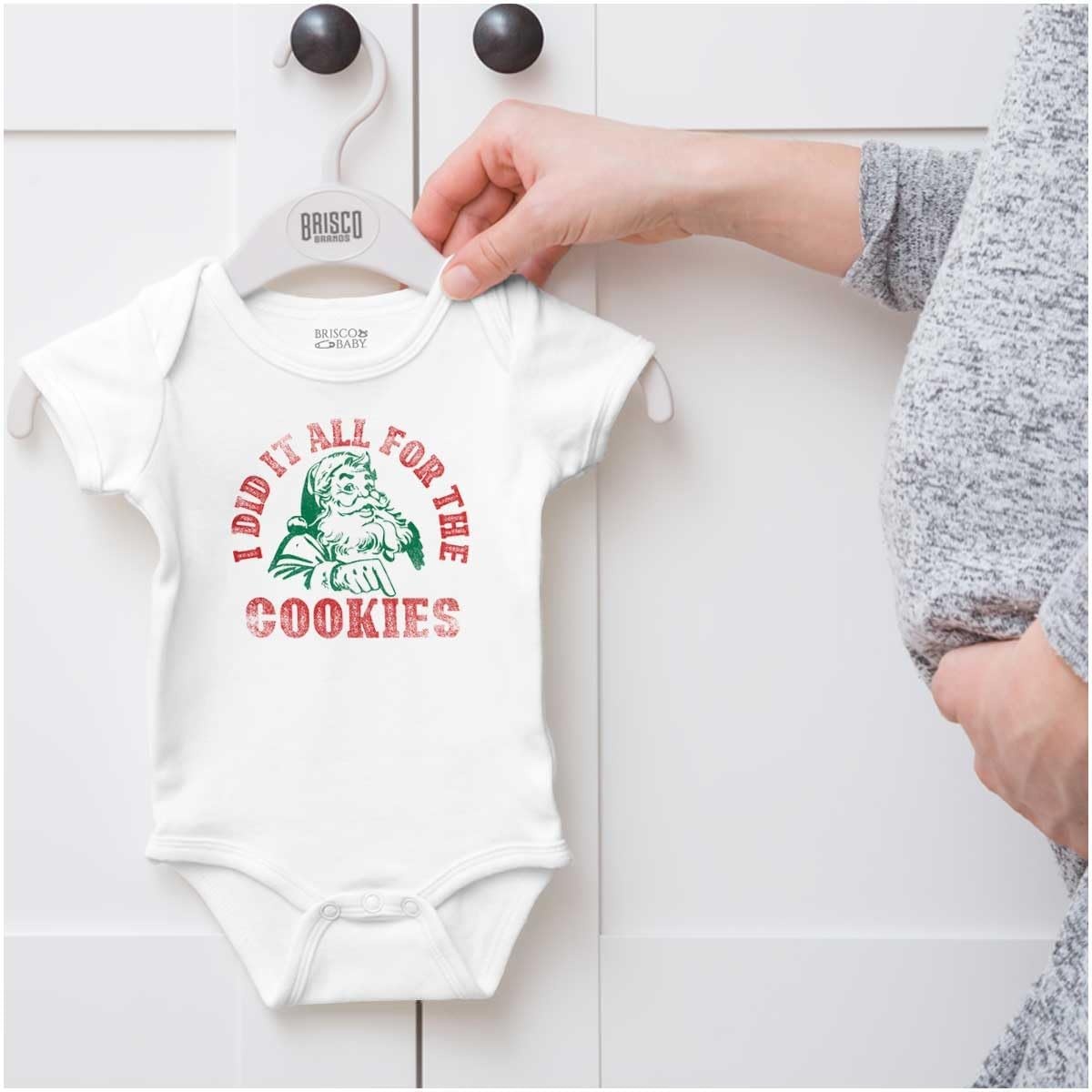 image:imageBrisco Brands Christmas Do It For The Cookies Baby Romper Boys or GirlsWhite
