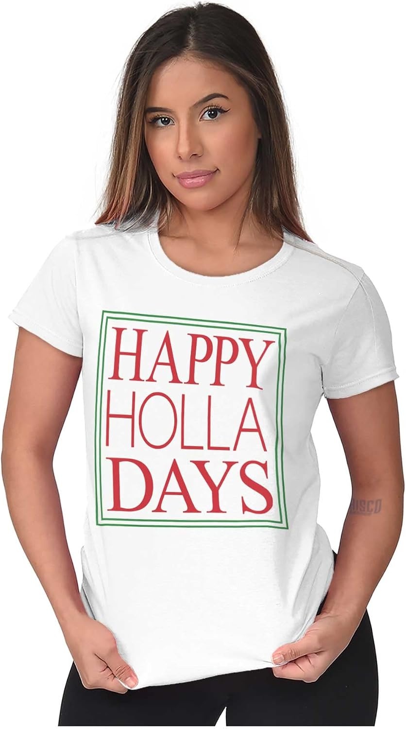 image:imageBrisco Brands Christmas Happy Holla Days Holiday Womens Slim Fit Graphic Tee