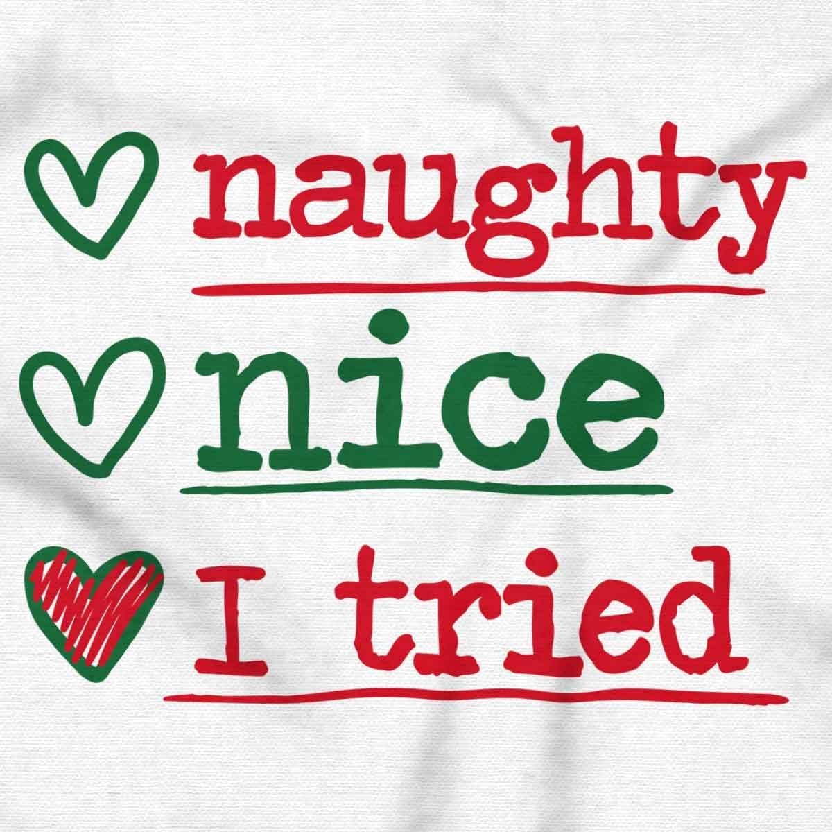 image:imageBrisco Brands Christmas Naught Nice I Tried Hearts Sweatshirt for Men or WomenWhite