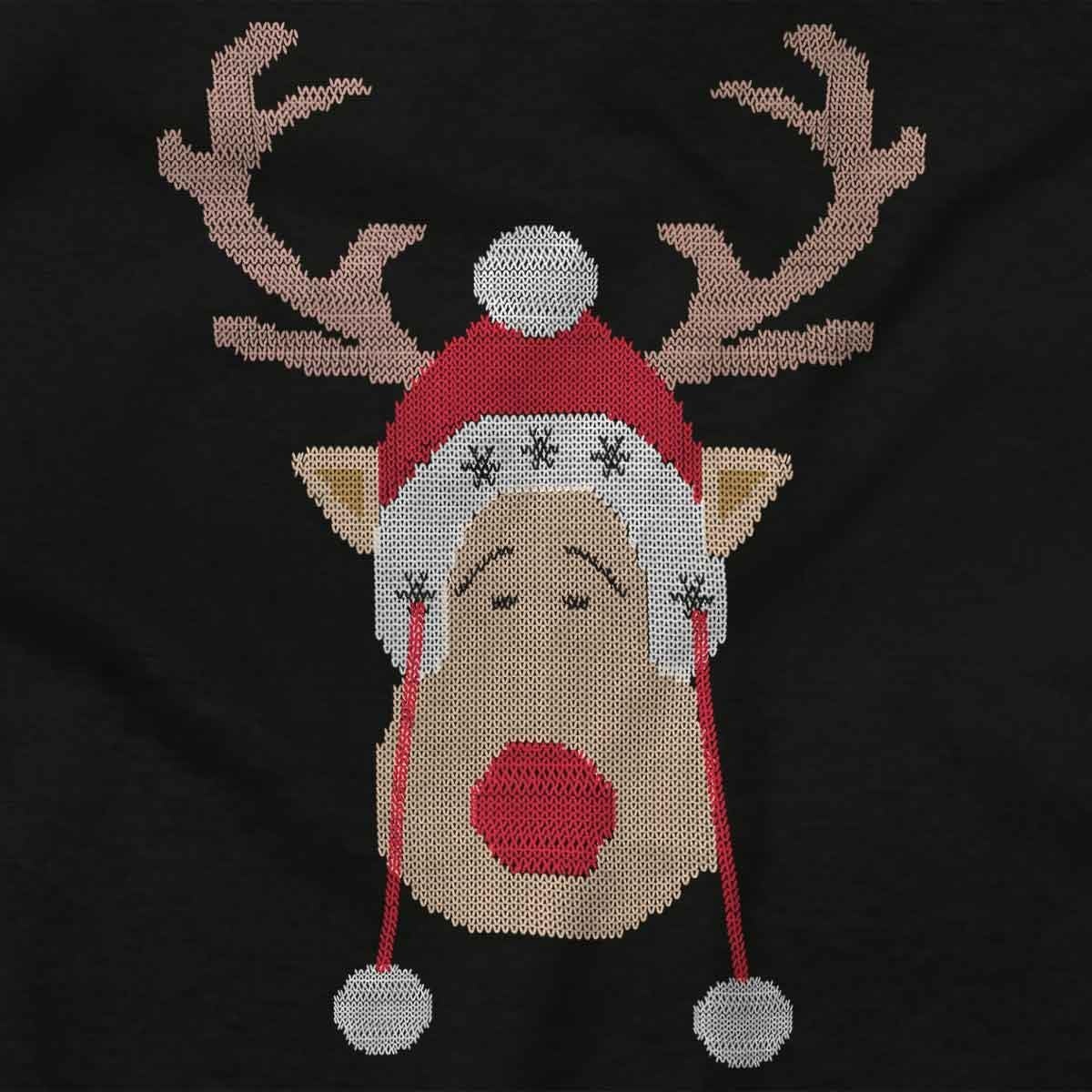image:imageBrisco Brands Christmas Rudolph Reindeer Stitch Sweatshirt for Men or WomenBlack