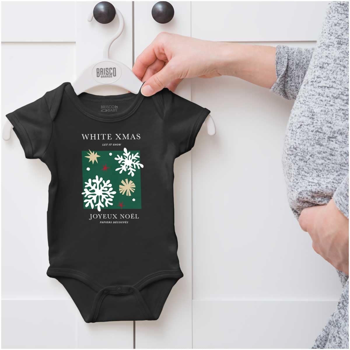 image:imageBrisco Brands Christmas White Xmas Let It Snow Baby Romper Boys or GirlsBlack