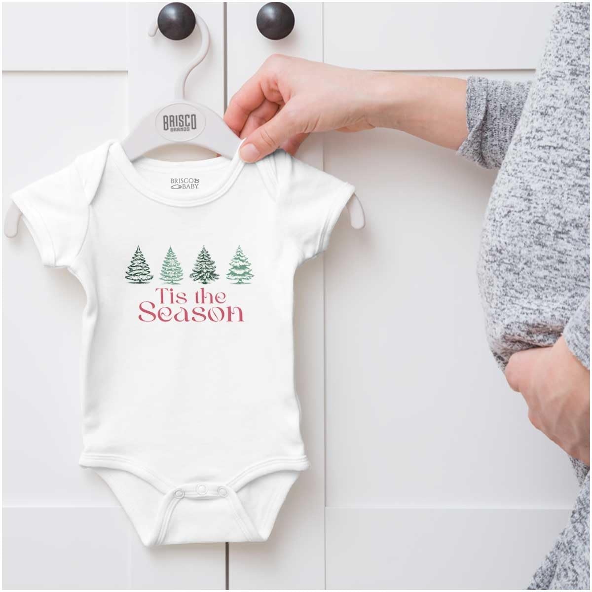 image:imageBrisco Brands Classic Christmas Tree Tis The Season Baby Romper Boys or GirlsWhite