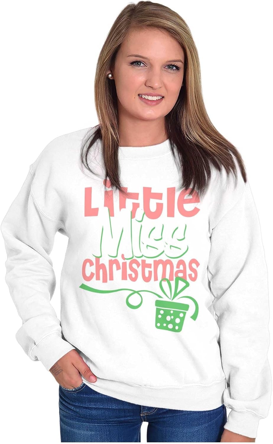 image:imageBrisco Brands Cute Little Miss Women Crewneck SweatshirtWhite