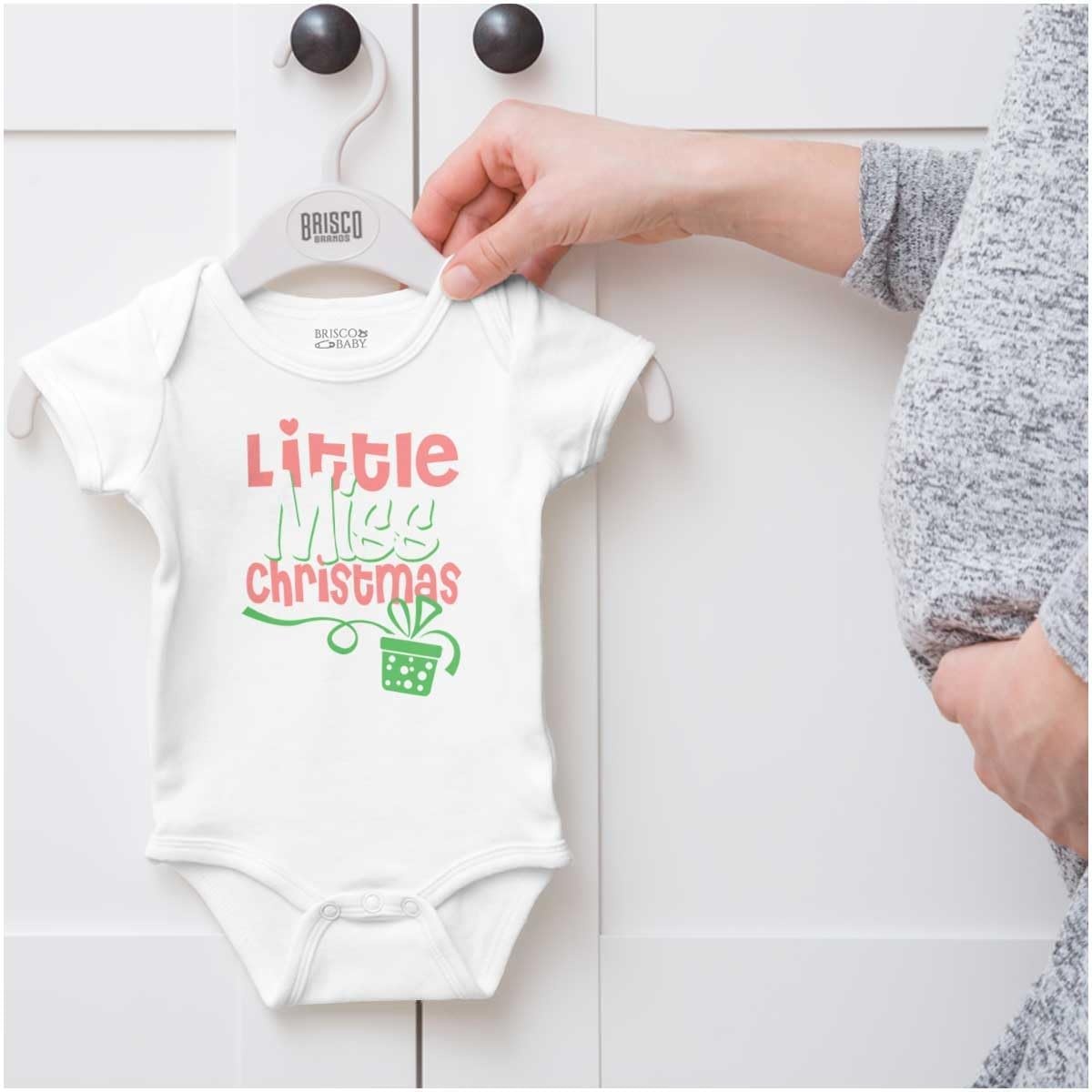 image:imageBrisco Brands Cute Xmas Little Miss Christmas Baby Bodysuit Jumper GirlsWhite