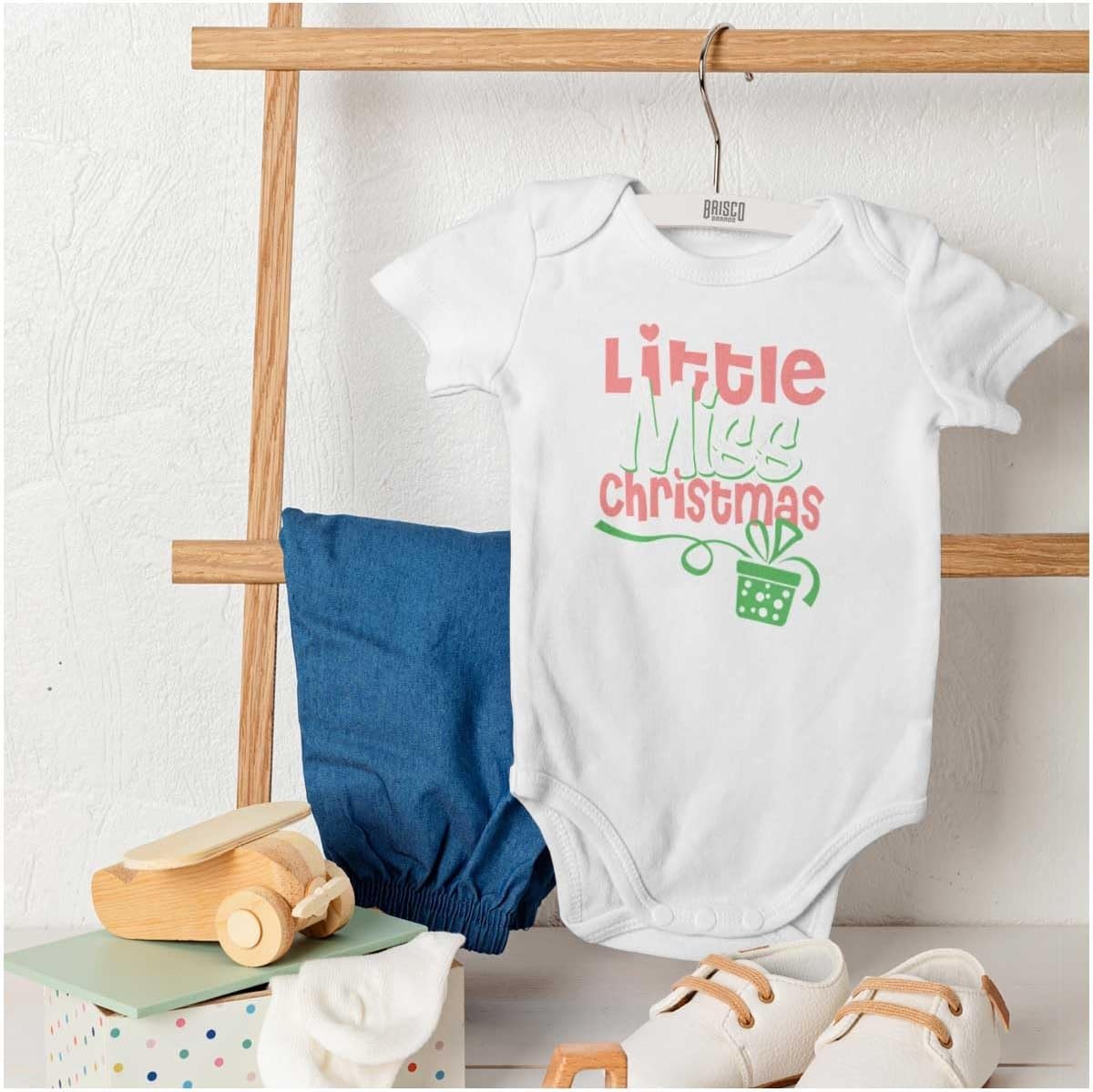 image:imageBrisco Brands Cute Xmas Little Miss Christmas Baby Bodysuit Jumper GirlsWhite