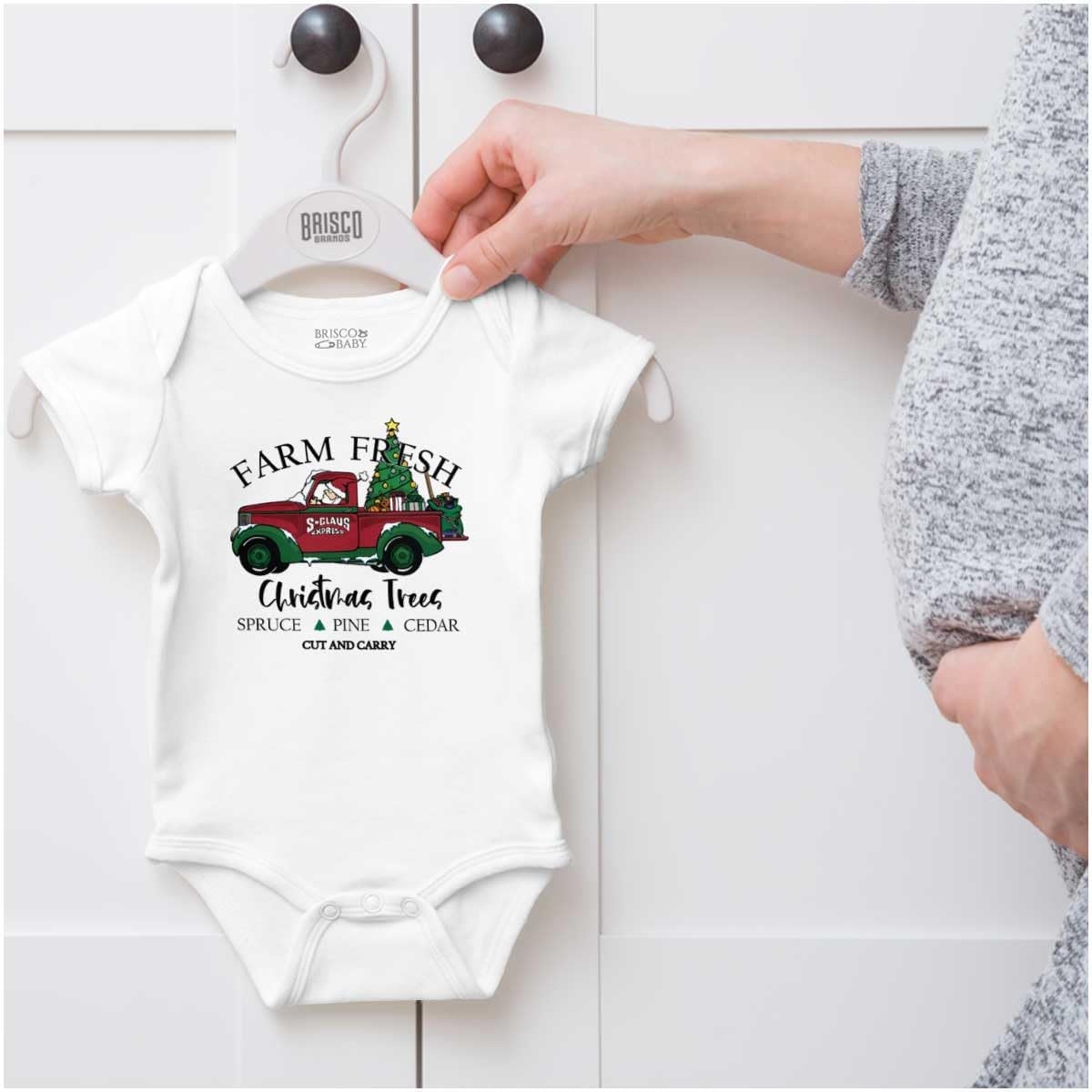 image:imageBrisco Brands Farm Fresh Christmas Tree Truck Baby Romper Boys or GirlsWhite