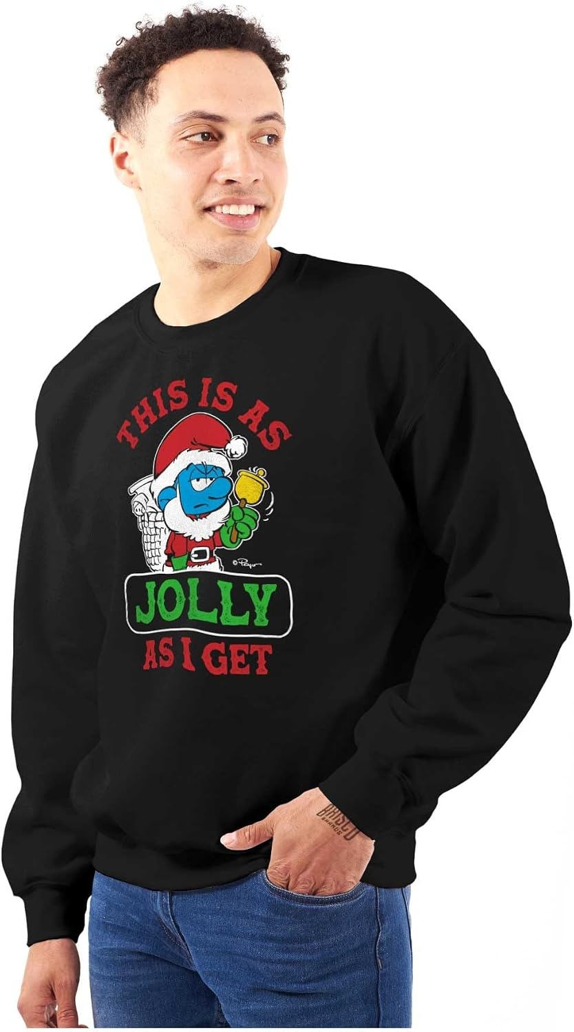 image:imageBrisco Brands Santa Grumpy Smurf Jolly Christmas Sweatshirt for Men or WomenBlack